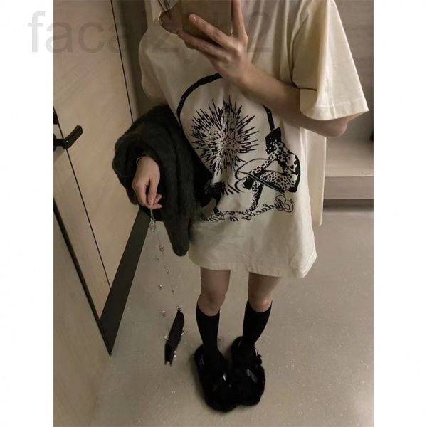 women's t-shirt designer chaopai 22 early spring new style with loose printed t-shirt inside. design feeling lazy short sleeve long bot, White
women's t-shirt designer chaopai 22 early spring new style with loose printed t-shirt inside. design feeling lazy short sleeve long bot, White
