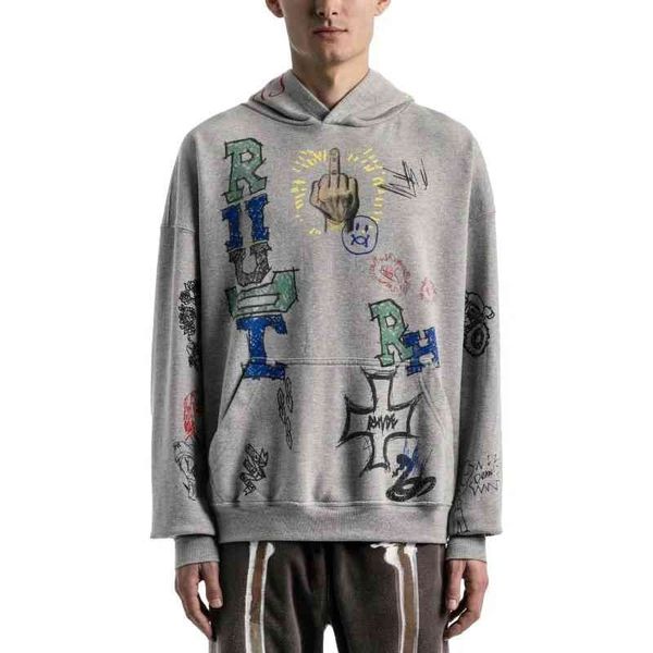 2022 new luxury fashion brand r hude hand-painted graffiti print hoodie gray high street hip-hop couple loose, Black
2022 new luxury fashion brand r hude hand-painted graffiti print hoodie gray high street hip-hop couple loose, Black