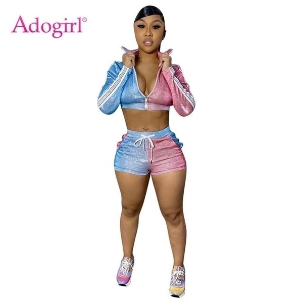 adogirl color patchwork shining 2 piece set with zipper fashion v neck straps long sleeve crop skinny shorts tracksuit y200824, Gray
adogirl color patchwork shining 2 piece set with zipper fashion v neck straps long sleeve crop skinny shorts tracksuit y200824, Gray
