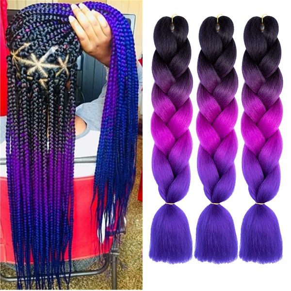 24 inches synthetic jumbo braiding hair for women crochet twist braids hair extensions 100g pieces, Black
24 inches synthetic jumbo braiding hair for women crochet twist braids hair extensions 100g pieces, Black