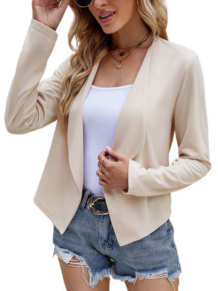 waterfall collar open front jacket k8it#, Black;brown
waterfall collar open front jacket k8it#, Black;brown