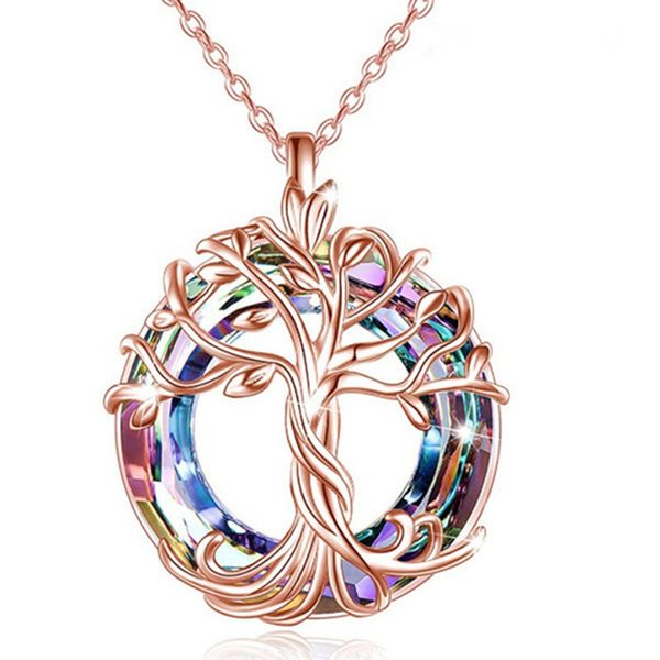 rose yellow gold plated tree of life pendant necklace round crystal wedding statement cocktail party necklaces, Silver
rose yellow gold plated tree of life pendant necklace round crystal wedding statement cocktail party necklaces, Silver