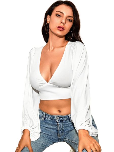 love&lemonade crisscross tie back lantern sleeve crop 81df#, White
love&lemonade crisscross tie back lantern sleeve crop 81df#, White