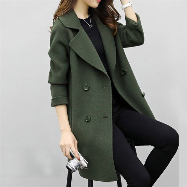 new wool blends women autumn turn down collar casual outwear jackets thin elegant ladies overcoat trench coat plus size lj201106, Black
new wool blends women autumn turn down collar casual outwear jackets thin elegant ladies overcoat trench coat plus size lj201106, Black