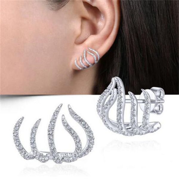 claws stud earrings with crystal aaa cz stone modern design fashion versatile accessories women gc1342, Silver
claws stud earrings with crystal aaa cz stone modern design fashion versatile accessories women gc1342, Silver