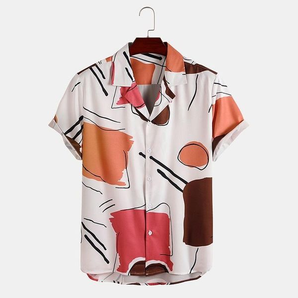 men's casual shirts camisas para hombre 2022 summer european american men's shirt printing trend loose short-sleeved top, White;black
men's casual shirts camisas para hombre 2022 summer european american men's shirt printing trend loose short-sleeved top, White;black