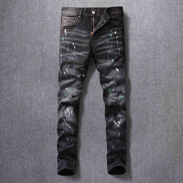 men's jeans fashion trend broken holes old paint splashing slim fitting jeans men's american high street korean style small straig, Blue
men's jeans fashion trend broken holes old paint splashing slim fitting jeans men's american high street korean style small straig, Blue