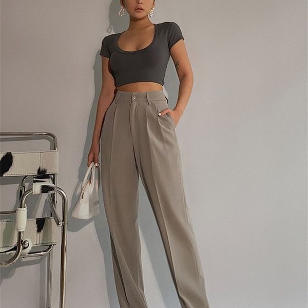spring office lady elegant casual fashion wide leg women female pants s 220420, Black;white
spring office lady elegant casual fashion wide leg women female pants s 220420, Black;white