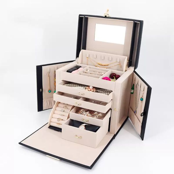 Suitcase Beauty Box jewelry Duffel Brown Flower Euro Trolley Brand aluminum frame air pull TrolleyLeather Jewelry Organizer Multi-layer Tools Packaging Tool Case