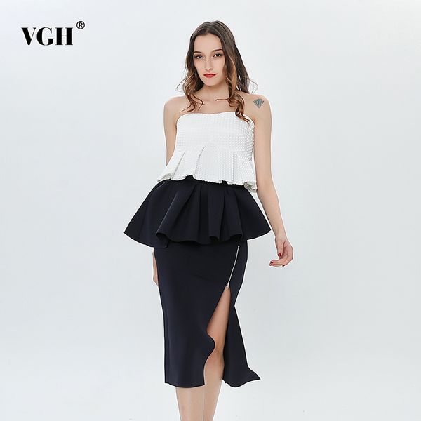 summer ruffle two piece set white strapless corset high waist side split bodycon skirt womens fashion sets 210507
summer ruffle two piece set white strapless corset high waist side split bodycon skirt womens fashion sets 210507