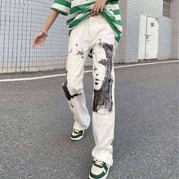 graffiti men white printing baggy jeans woman high street hip hop splicing with rivet straight trousers wide-leg denim pants new t220803, Blue
graffiti men white printing baggy jeans woman high street hip hop splicing with rivet straight trousers wide-leg denim pants new t220803, Blue