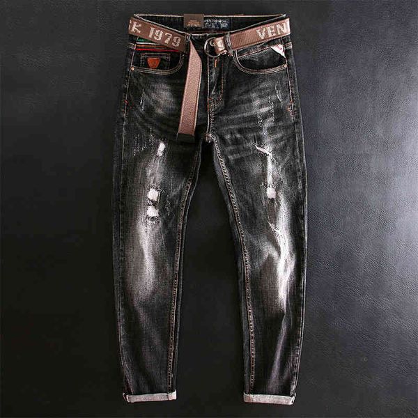 men's jeans black gray hole patch fashion brand jeans men's slim fit feet elastic youth trend pants cwiz, Blue
men's jeans black gray hole patch fashion brand jeans men's slim fit feet elastic youth trend pants cwiz, Blue