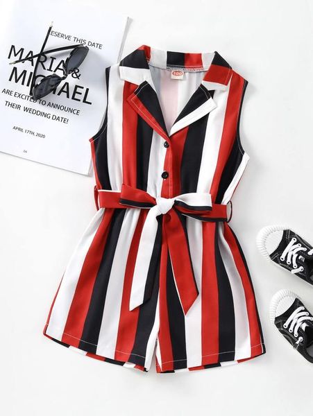 toddler girls block striped half button belted romper she, Blue
toddler girls block striped half button belted romper she, Blue