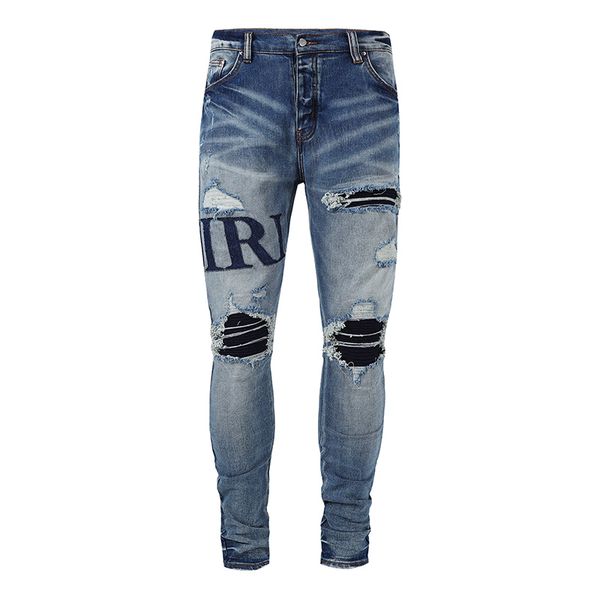 jeans mens denim ripped ink hand-brushed button placket size american european and american fashion washed casual slim trousers, Blue
jeans mens denim ripped ink hand-brushed button placket size american european and american fashion washed casual slim trousers, Blue