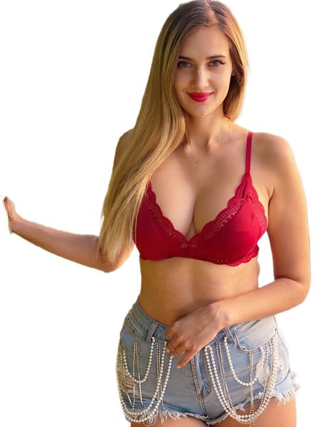 luvlette lace scallop trim bralette u8lk#, Black;red