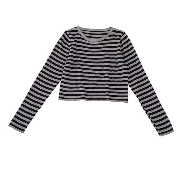 autumn style korean striped hit color long-sleeved short section casual bottoming t-shirt 220402, White
autumn style korean striped hit color long-sleeved short section casual bottoming t-shirt 220402, White
