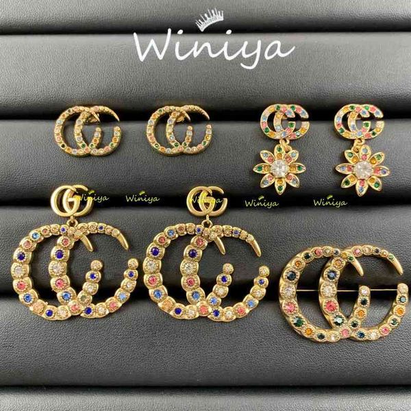 ancient new letters flowers diamond fashion simple silver needle earrings brooch, Golden
ancient new letters flowers diamond fashion simple silver needle earrings brooch, Golden