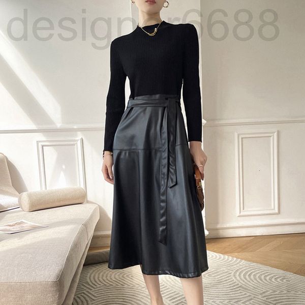 casual dresses designer shenzhen nanyou knitted dress women's early spring minority fashion solid color splicing medium and long leathe, Black;gray
casual dresses designer shenzhen nanyou knitted dress women's early spring minority fashion solid color splicing medium and long leathe, Black;gray