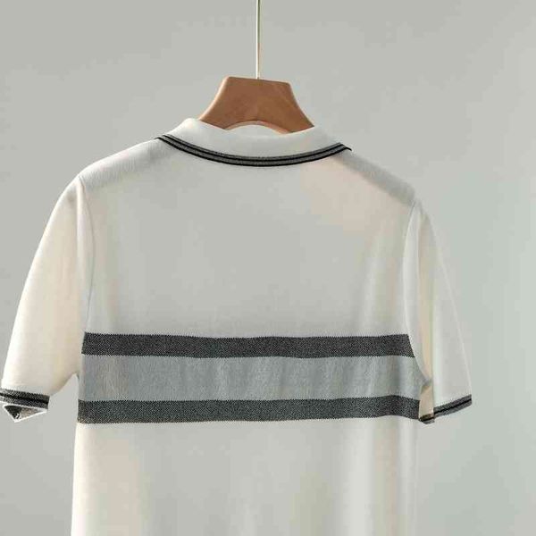 coat sweaters new summer short sleeved knitwear simple jacquard casual versatile polo collar pullover blouse women, White;black 
coat sweaters new summer short sleeved knitwear simple jacquard casual versatile polo collar pullover blouse women, White;black