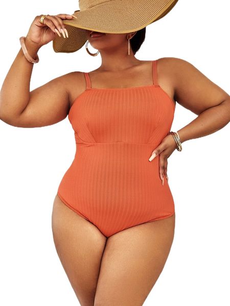 plus ribbed knit one piece swimsuit k6ic#, White;black 
plus ribbed knit one piece swimsuit k6ic#, White;black
