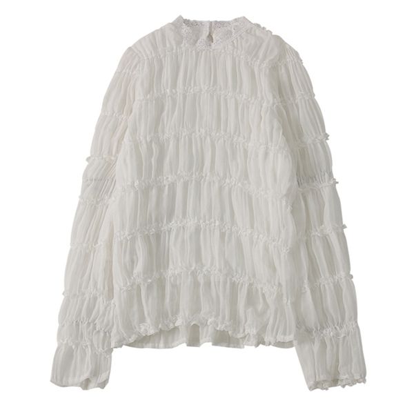 perhaps u women beige black solid lace chiffon patchwork shirt oneck puff long sleeve blouse ins shirt spring b0723 y200828, White 
perhaps u women beige black solid lace chiffon patchwork shirt oneck puff long sleeve blouse ins shirt spring b0723 y200828, White