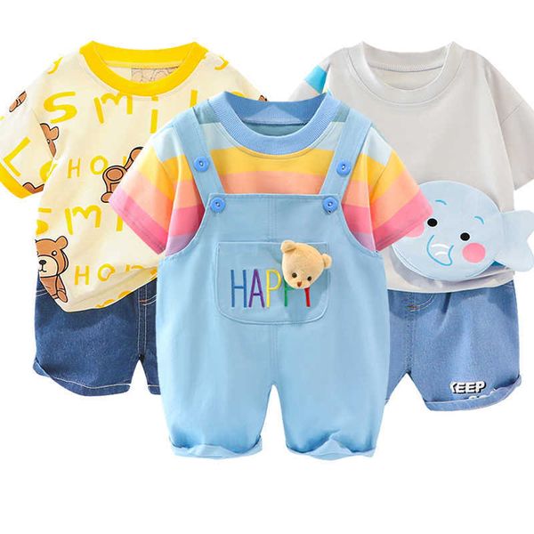 summer childrens clothing baby cartoon hanging bag set stripe short sleeve t-shirt strap pants casual sportswear, White
summer childrens clothing baby cartoon hanging bag set stripe short sleeve t-shirt strap pants casual sportswear, White