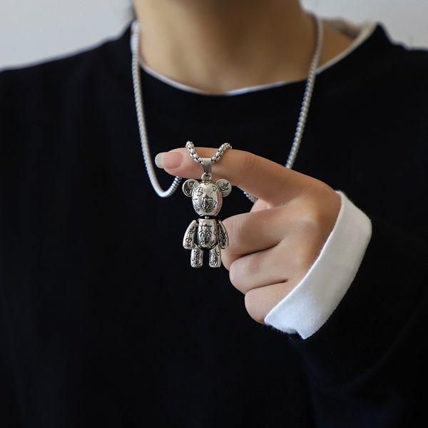 movable violent bear titanium steel necklace hip hop mens trendy punk couple sweater chain womens niche sweater pendant, White;black
movable violent bear titanium steel necklace hip hop mens trendy punk couple sweater chain womens niche sweater pendant, White;black