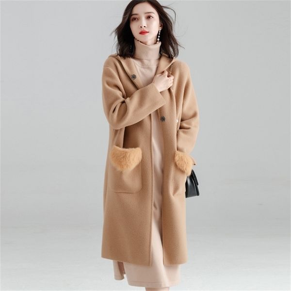 fishion office lady hooded long woolen winter coats women covered button wool coat and jacket loose pockets solid ladies coats 201223, Black
fishion office lady hooded long woolen winter coats women covered button wool coat and jacket loose pockets solid ladies coats 201223, Black