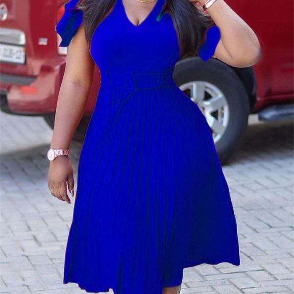 women pleated dresses high waist short sleeves a line modest african office ladies work wear date elegant classy robes vestidos 220425, Black;gray
women pleated dresses high waist short sleeves a line modest african office ladies work wear date elegant classy robes vestidos 220425, Black;gray