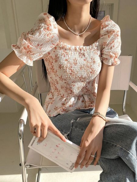 dazy floral print square neck puff sleeve frill trim shirred peplum blouse z0kg#, White
dazy floral print square neck puff sleeve frill trim shirred peplum blouse z0kg#, White