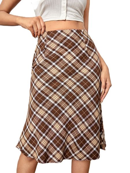 petite high waist tartan print skirt i2b3#, Black
petite high waist tartan print skirt i2b3#, Black