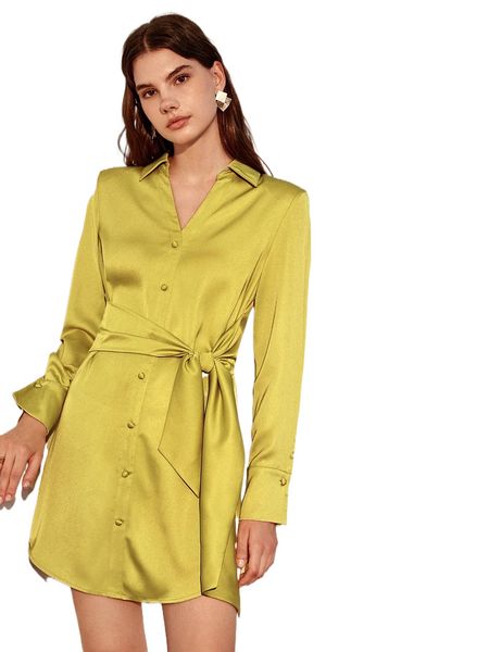 button front tie front satin shirt dress y0xp#, Black;gray
button front tie front satin shirt dress y0xp#, Black;gray