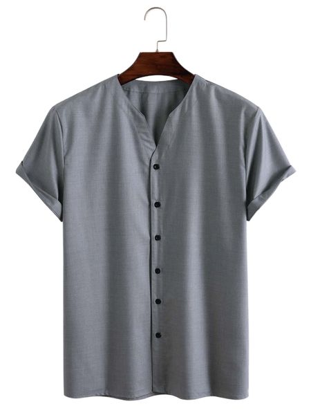 men solid button up shirt k9nm#, White;black
men solid button up shirt k9nm#, White;black