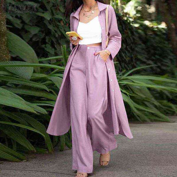 zanzea 2pcs women autumn shirt suits fashion long sleeve matching sets casual wide leg trousers solid loose pant sets oversized t220729, Gray
zanzea 2pcs women autumn shirt suits fashion long sleeve matching sets casual wide leg trousers solid loose pant sets oversized t220729, Gray