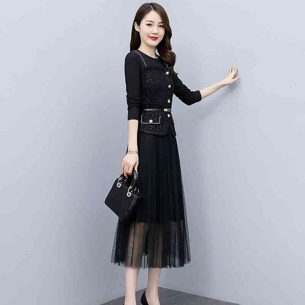 casual dresses small fragrance dress women's spring wear 2022 style slim and light mature temperament long mesh skirt autumn winter jjw, Black;gray
casual dresses small fragrance dress women's spring wear 2022 style slim and light mature temperament long mesh skirt autumn winter jjw, Black;gray