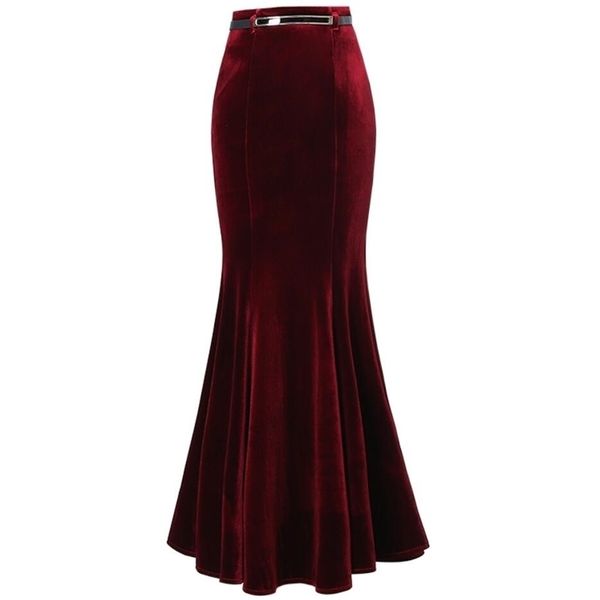 plus size 5xl autumn vintage velvet black maxi long mermaid skirt fashion women elegant velour skirts with belt y200910
plus size 5xl autumn vintage velvet black maxi long mermaid skirt fashion women elegant velour skirts with belt y200910