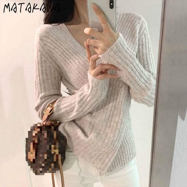 long sleeve sweater women korean cross vneck knit inside and outside wear slim pullovers pull femme hiver 210506, White;black
long sleeve sweater women korean cross vneck knit inside and outside wear slim pullovers pull femme hiver 210506, White;black