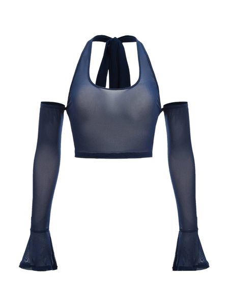 cold shoulder flounce sleeve mesh v6ou#, White
cold shoulder flounce sleeve mesh v6ou#, White