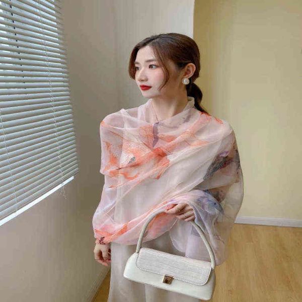 yunjin yarn silk scarf women's spring and autumn shawl long chiffon beach towel, Blue;gray
yunjin yarn silk scarf women's spring and autumn shawl long chiffon beach towel, Blue;gray