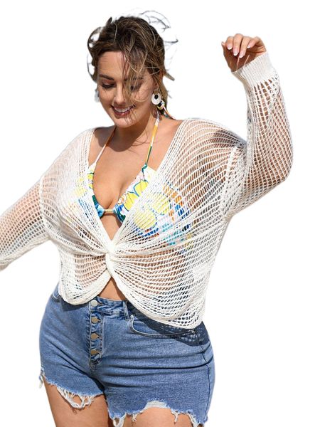 plus hollow out twist drop shoulder cover up without bikini 15is#, Black
plus hollow out twist drop shoulder cover up without bikini 15is#, Black