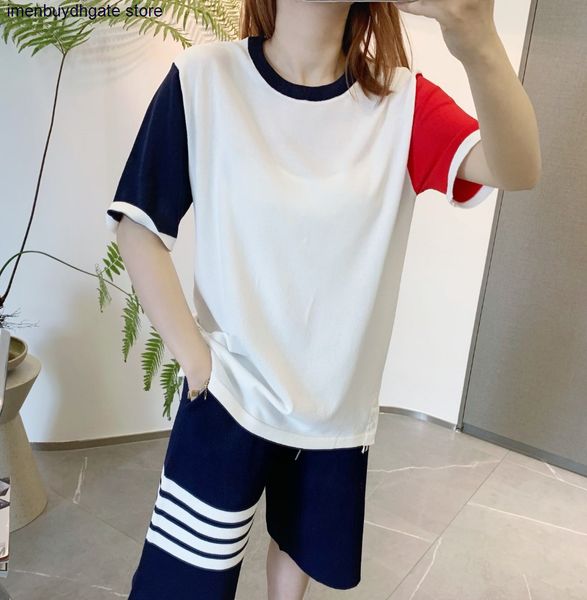2022 fashion designer thom summer short sleeve t shirt color blocking large 8957 spring and new ribbon college style hemp ice silk round nec, White
2022 fashion designer thom summer short sleeve t shirt color blocking large 8957 spring and new ribbon college style hemp ice silk round nec, White