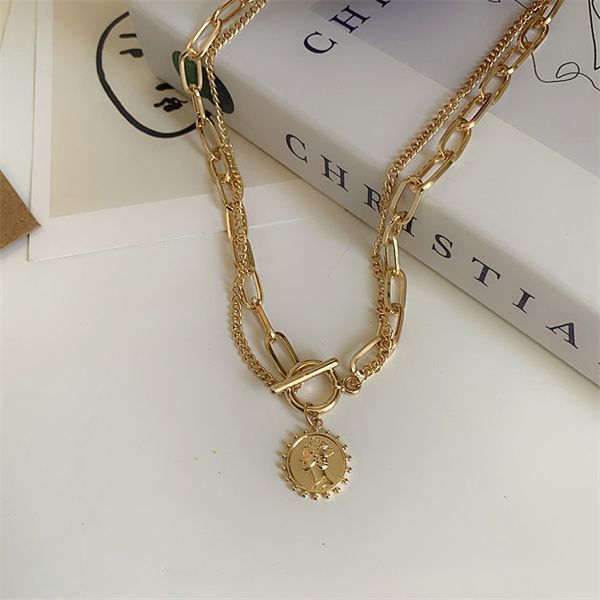 europe and the united states new collarbone chokers personality beauty head to buckle ladies temperament double-layer necklace ab631, Golden;silver
europe and the united states new collarbone chokers personality beauty head to buckle ladies temperament double-layer necklace ab631, Golden;silver