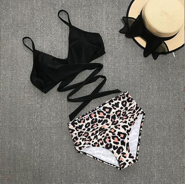 women's swimwear leopard print crossover high waist swimsuit split two piece swimsuit bikini, White;black
women's swimwear leopard print crossover high waist swimsuit split two piece swimsuit bikini, White;black