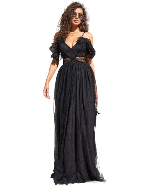 missord cold shoulder ruffle trim dobby mesh overlay formal dress 43uw#, Black;gray
missord cold shoulder ruffle trim dobby mesh overlay formal dress 43uw#, Black;gray