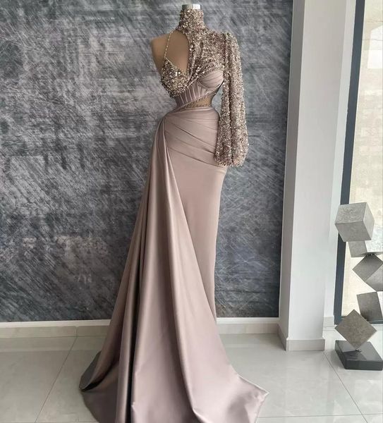 2022 designer prom dresses long sleeve one shoulder sparkly sequins evening crystals beaded party gowns plus size custom made formal occasio, Black
2022 designer prom dresses long sleeve one shoulder sparkly sequins evening crystals beaded party gowns plus size custom made formal occasio, Black