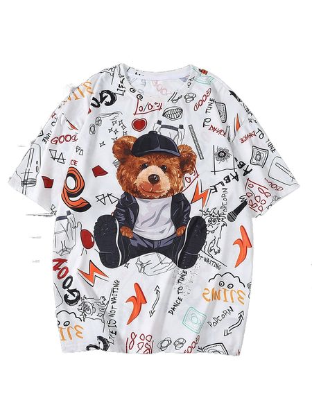 men bear & letter graphic tee s8bo#, White;black 
men bear & letter graphic tee s8bo#, White;black