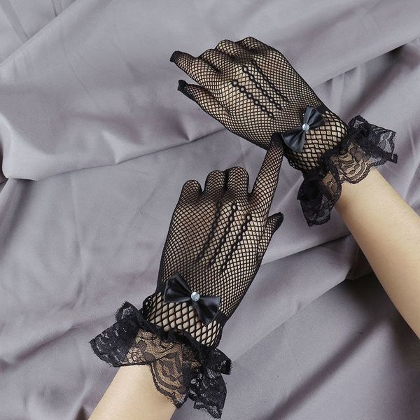 1 pair women bridal gloves black lace fishnet for bride wedding accessories, White
1 pair women bridal gloves black lace fishnet for bride wedding accessories, White