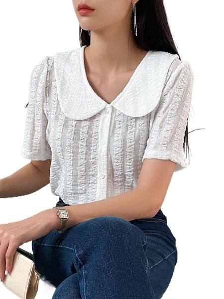 dazy peter pan collar button front blouse y94y#, White