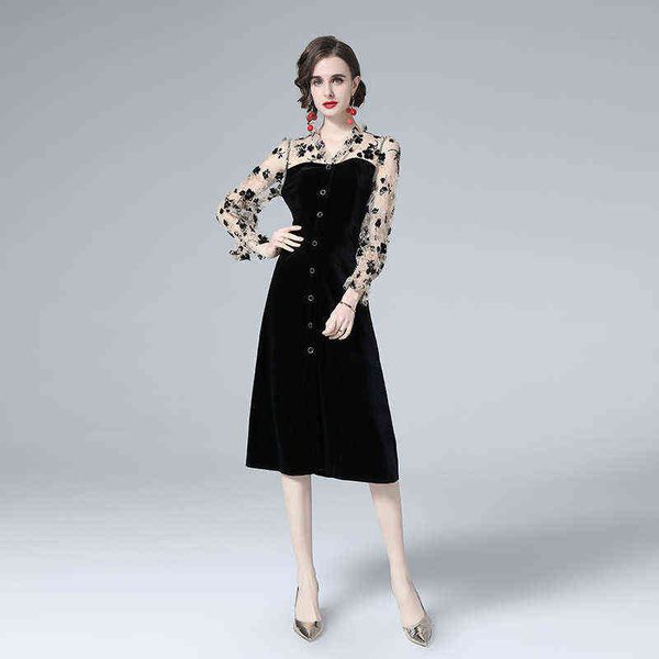 luxury designer women's dresses -hepburn style flocking embroidery veet dr's elegant long sleeve v-neck small black skirt, Black;gray
luxury designer women's dresses -hepburn style flocking embroidery veet dr's elegant long sleeve v-neck small black skirt, Black;gray