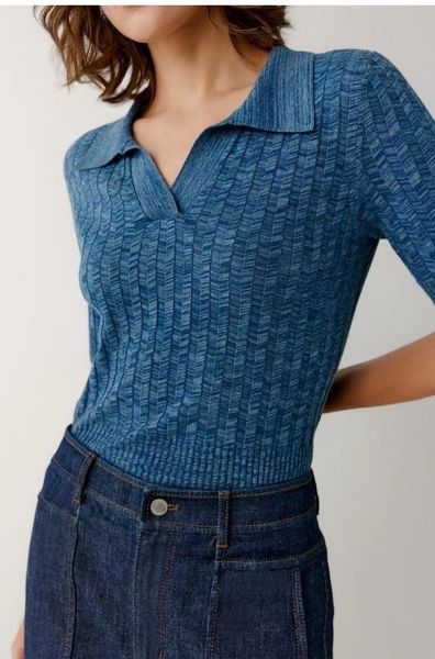 502 2022 summer kint short sleeve lapel neck brand same style sweater blue luxury womens clothes weikey, White;black
502 2022 summer kint short sleeve lapel neck brand same style sweater blue luxury womens clothes weikey, White;black